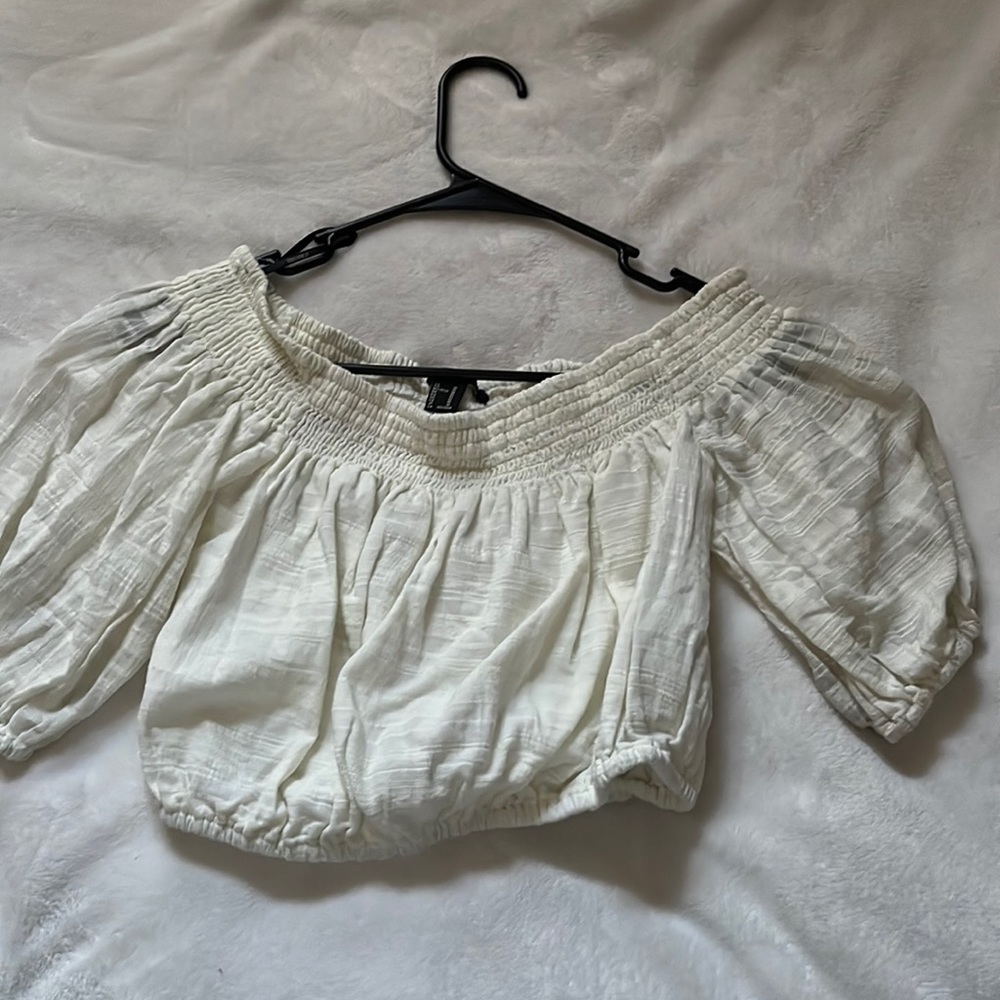 White off the shoulder crop top